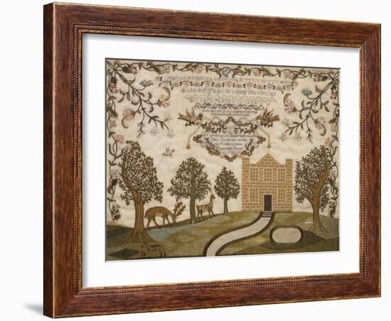 House and Deer Sampler, c.1785-null-Framed Giclee Print