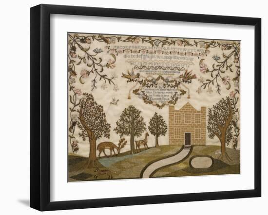 House and Deer Sampler, c.1785-null-Framed Giclee Print