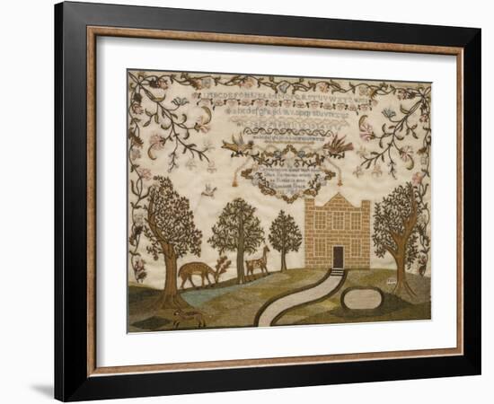 House and Deer Sampler, c.1785-null-Framed Giclee Print