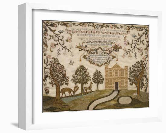 House and Deer Sampler, c.1785-null-Framed Giclee Print