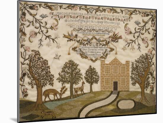 House and Deer Sampler, c.1785-null-Mounted Giclee Print