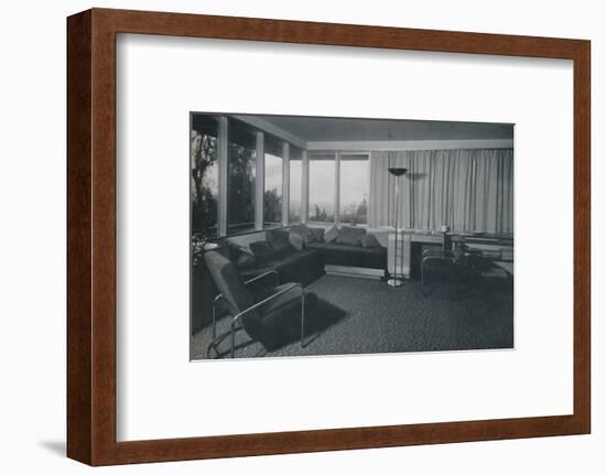 'House at Los Angeles by Richard J Neutra. - An interior shot of the living quarters', 1942-Unknown-Framed Photographic Print