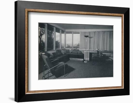 'House at Los Angeles by Richard J Neutra. - An interior shot of the living quarters', 1942-Unknown-Framed Photographic Print