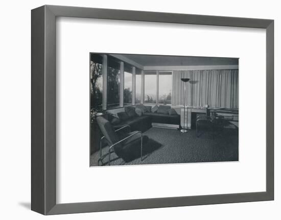 'House at Los Angeles by Richard J Neutra. - An interior shot of the living quarters', 1942-Unknown-Framed Photographic Print