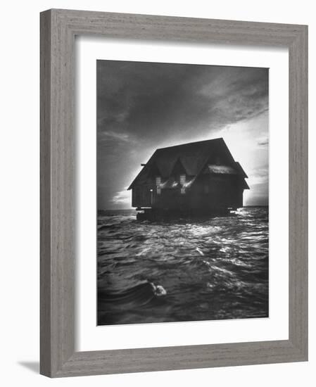 House Being Relocated by Water from Kennebunk Port to Goose Rocks Beach-Yale Joel-Framed Photographic Print