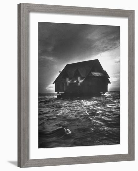 House Being Relocated by Water from Kennebunk Port to Goose Rocks Beach-Yale Joel-Framed Photographic Print