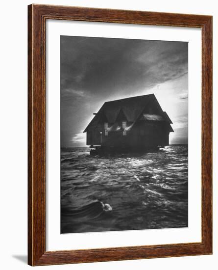 House Being Relocated by Water from Kennebunk Port to Goose Rocks Beach-Yale Joel-Framed Photographic Print