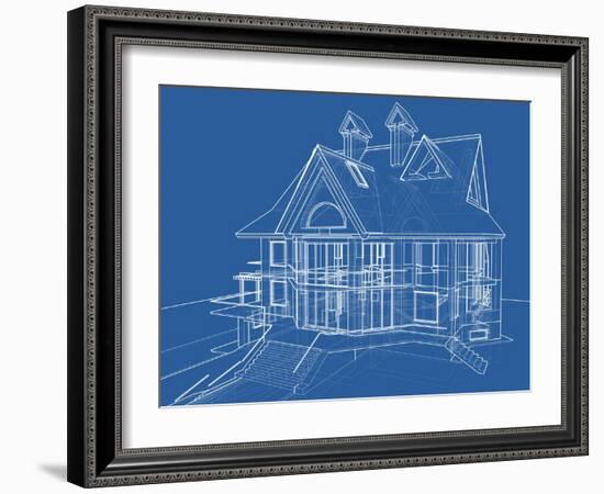 House Blueprint: Technical Draw--Vladimir--Framed Art Print