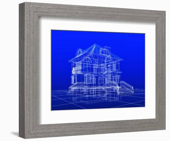 House Blueprint-Mike_Kiev-Framed Art Print