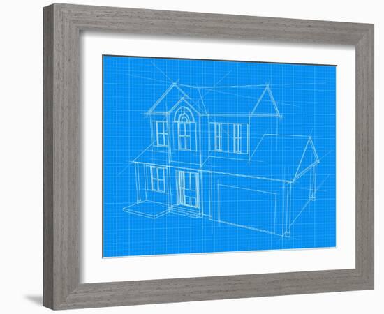 House Blueprint-Krisdog-Framed Art Print