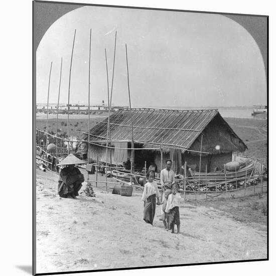 House Built of Bamboo on Rafts, Bhamo, Burma, 1908-null-Mounted Photographic Print