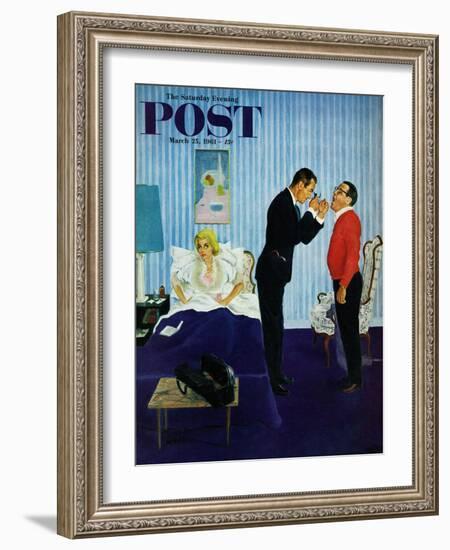 "House Call," Saturday Evening Post Cover, March 25, 1961-George Hughes-Framed Giclee Print