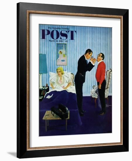 "House Call," Saturday Evening Post Cover, March 25, 1961-George Hughes-Framed Giclee Print