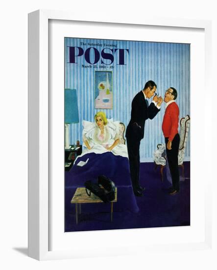 "House Call," Saturday Evening Post Cover, March 25, 1961-George Hughes-Framed Giclee Print