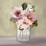 Pink Mason Jar Floral-House Fenway-Framed Stretched Canvas