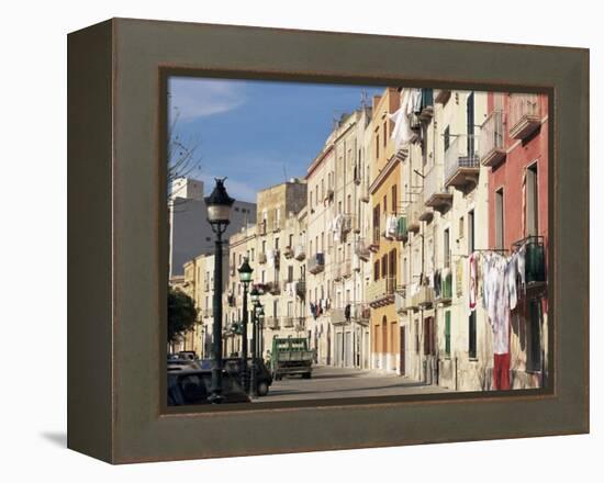 House Fronts and Laundry, Trapani, Sicily, Italy-Ken Gillham-Framed Premier Image Canvas