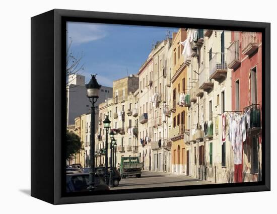 House Fronts and Laundry, Trapani, Sicily, Italy-Ken Gillham-Framed Premier Image Canvas