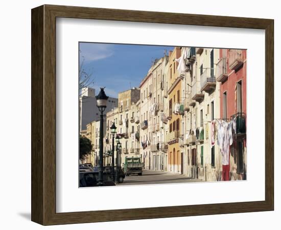 House Fronts and Laundry, Trapani, Sicily, Italy-Ken Gillham-Framed Photographic Print