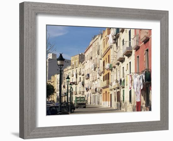 House Fronts and Laundry, Trapani, Sicily, Italy-Ken Gillham-Framed Photographic Print