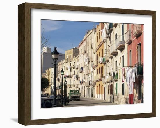 House Fronts and Laundry, Trapani, Sicily, Italy-Ken Gillham-Framed Photographic Print