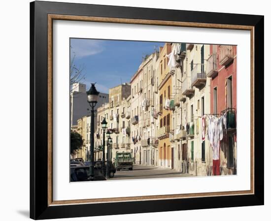 House Fronts and Laundry, Trapani, Sicily, Italy-Ken Gillham-Framed Photographic Print