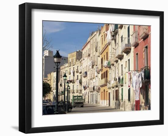 House Fronts and Laundry, Trapani, Sicily, Italy-Ken Gillham-Framed Photographic Print