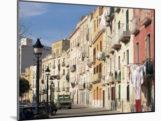 House Fronts and Laundry, Trapani, Sicily, Italy-Ken Gillham-Mounted Photographic Print