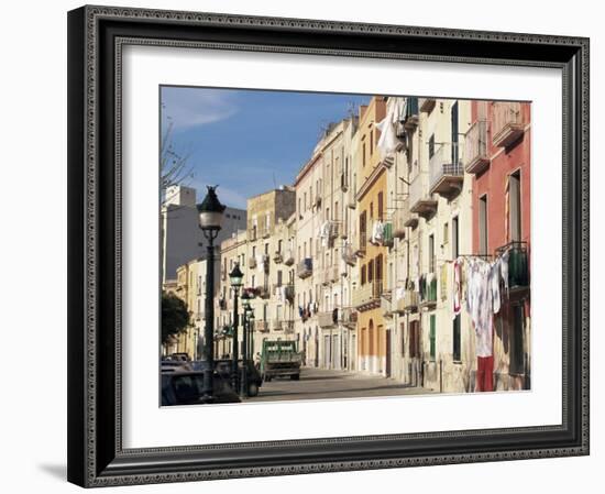 House Fronts and Laundry, Trapani, Sicily, Italy-Ken Gillham-Framed Photographic Print