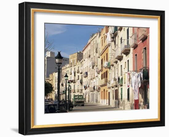 House Fronts and Laundry, Trapani, Sicily, Italy-Ken Gillham-Framed Photographic Print