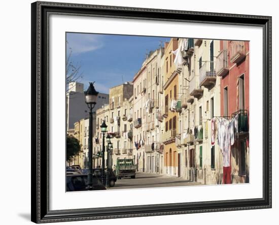 House Fronts and Laundry, Trapani, Sicily, Italy-Ken Gillham-Framed Photographic Print