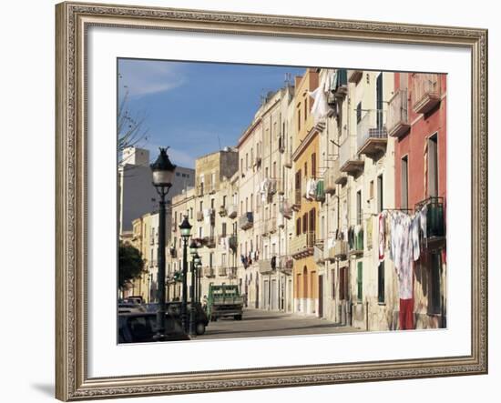 House Fronts and Laundry, Trapani, Sicily, Italy-Ken Gillham-Framed Photographic Print