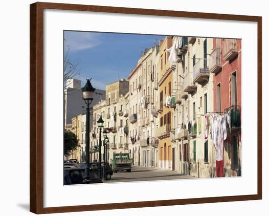 House Fronts and Laundry, Trapani, Sicily, Italy-Ken Gillham-Framed Photographic Print