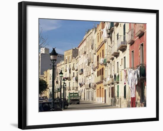 House Fronts and Laundry, Trapani, Sicily, Italy-Ken Gillham-Framed Photographic Print