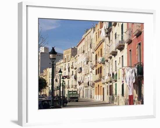 House Fronts and Laundry, Trapani, Sicily, Italy-Ken Gillham-Framed Photographic Print