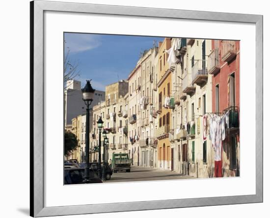 House Fronts and Laundry, Trapani, Sicily, Italy-Ken Gillham-Framed Photographic Print