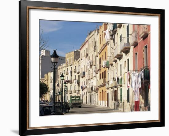 House Fronts and Laundry, Trapani, Sicily, Italy-Ken Gillham-Framed Photographic Print