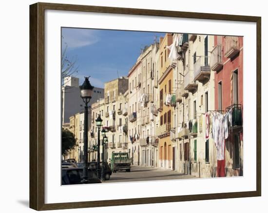 House Fronts and Laundry, Trapani, Sicily, Italy-Ken Gillham-Framed Photographic Print