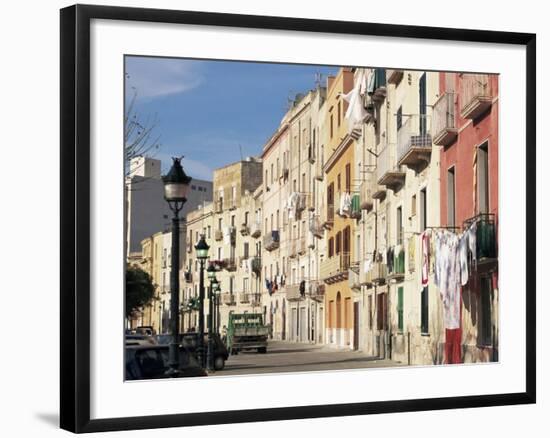 House Fronts and Laundry, Trapani, Sicily, Italy-Ken Gillham-Framed Photographic Print