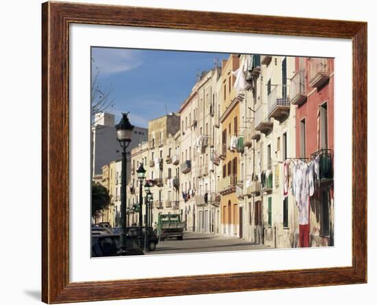 House Fronts and Laundry, Trapani, Sicily, Italy-Ken Gillham-Framed Photographic Print