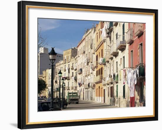 House Fronts and Laundry, Trapani, Sicily, Italy-Ken Gillham-Framed Photographic Print