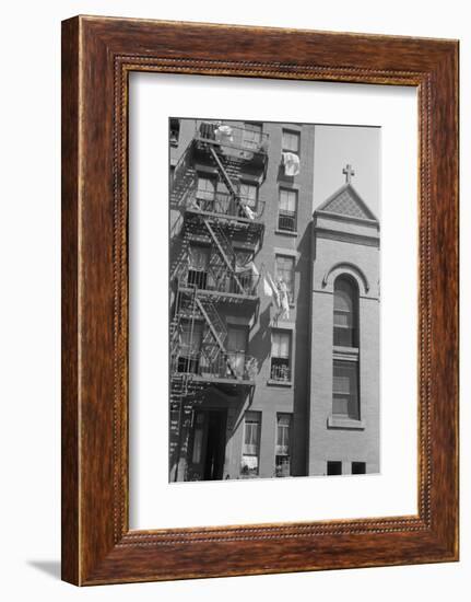 House fronts on 61st Street, between 1st and 3rd Avenues, New York City, 1938-Walker Evans-Framed Photographic Print