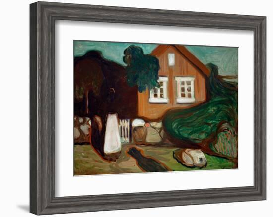 House in Moonlight, 1895-Edvard Munch-Framed Giclee Print