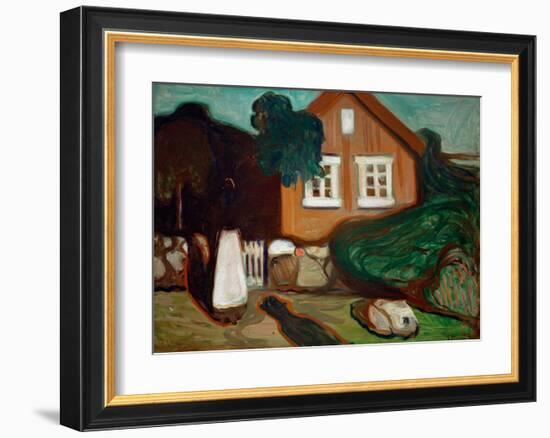 House in Moonlight, 1895-Edvard Munch-Framed Giclee Print