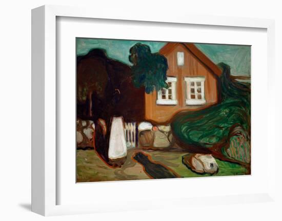 House in Moonlight, 1895-Edvard Munch-Framed Giclee Print