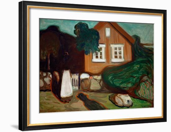 House in Moonlight, 1895-Edvard Munch-Framed Giclee Print