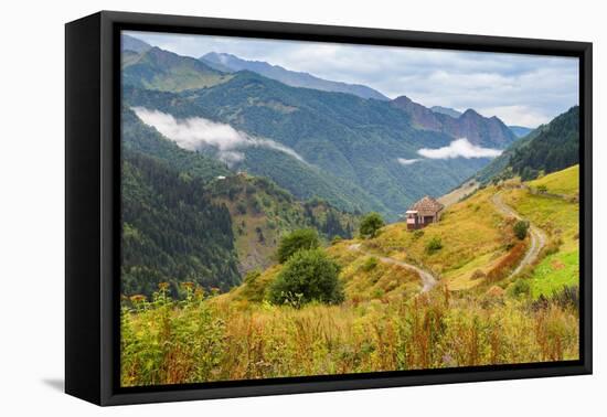 House in mountains near Ushguli, Svaneti mountains, Caucasian mountains-Jan Miracky-Framed Premier Image Canvas