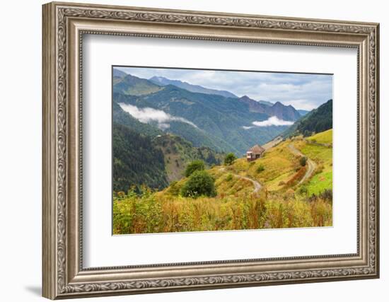 House in mountains near Ushguli, Svaneti mountains, Caucasian mountains-Jan Miracky-Framed Photographic Print