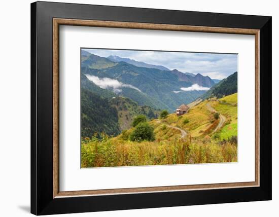 House in mountains near Ushguli, Svaneti mountains, Caucasian mountains-Jan Miracky-Framed Photographic Print