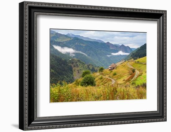 House in mountains near Ushguli, Svaneti mountains, Caucasian mountains-Jan Miracky-Framed Photographic Print