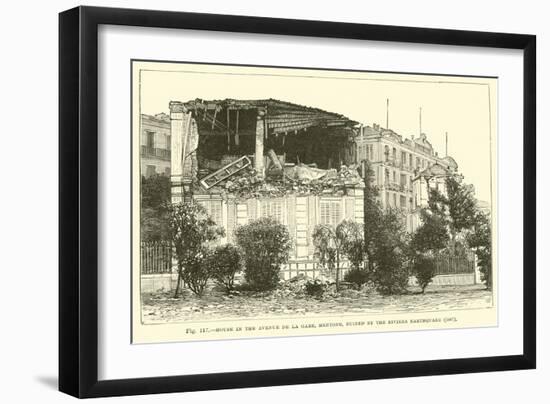 House in the Avenue De La Gare, Mentone, Ruined by the Riviera Earthquake, 1887-null-Framed Giclee Print
